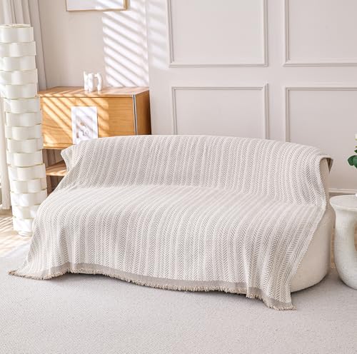Erke Boho Chair Recliner Throw Cover Chenille Sheet Blanket 71”x71” - color: Beige Coffee, size: 71" x 71"