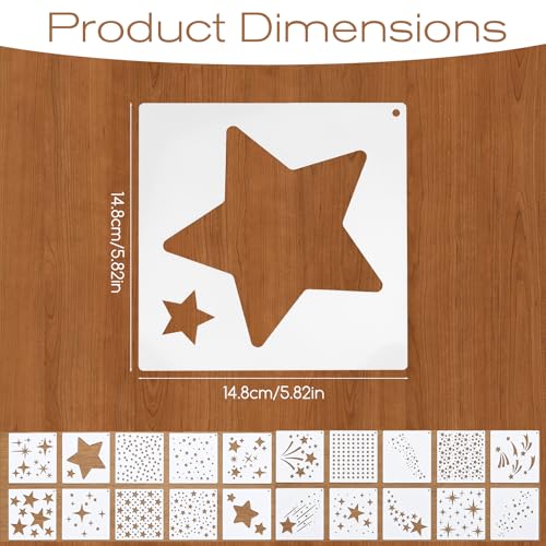 20 Pcs Star Stencils for Painting, 5.9inch Large Star Stencil Set | Reusable Stencils for Crafts, DIY Drawing Template for Crafts Home Decor on Wood, Canvas, Paper, Fabric, Walls, Furniture
