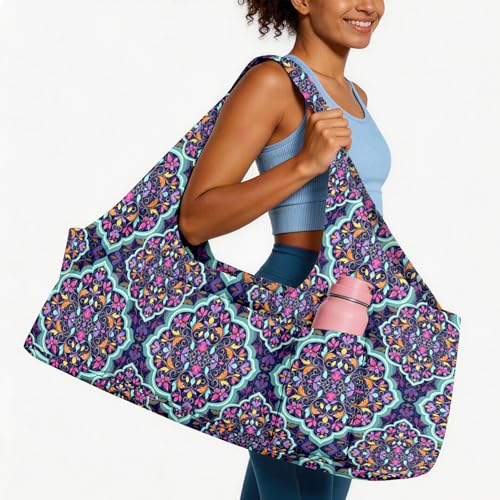 Yoga Mat Bag for Women Men Large Yoga Bag Travel - color: Purple