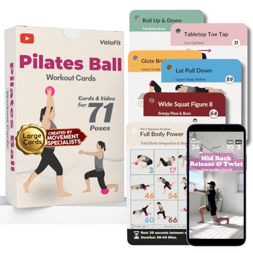 Mini Pilates Ball Workout Cards - 71 Exercises, Video Guide & 12-Week Plan