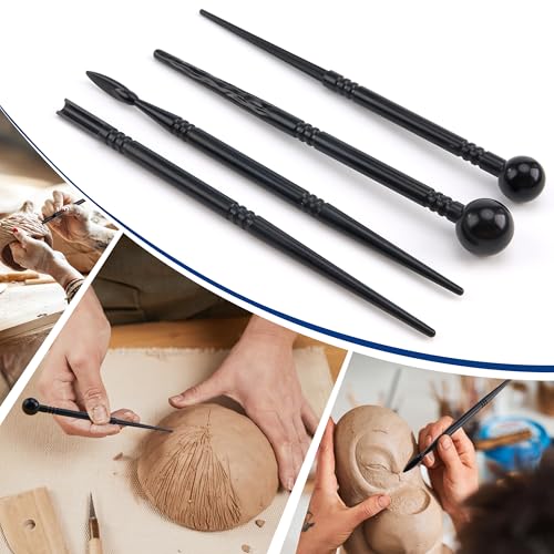 Pottery Clay Sculpting Tools Set, 61 Pcs | Double-sided ergonomic trimming tools with hardened rustproof metal heads and carrying case for beginners and students.