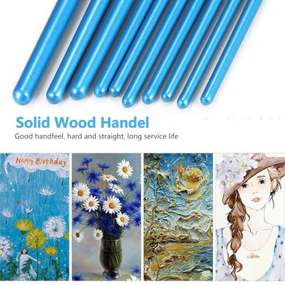 Paint Brushes, Paint Brush Set for Acrylic Painting, 20 Pcs Solid Wood Handel Oil Watercolor Paintbrushes with Nylon Hair Brushes for All Purpose Painting Artist Professional Kits, Blue