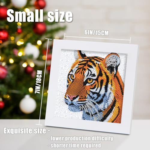 geesfayan Diamond Art Kits for Kids,6 Inch DIY Gem Art Painting with 7 Inch Frame, Complete Starter Kit for Beginners, Creative Arts & Crafts Gift for Girls & Boys (Tiger) - color: Tiger