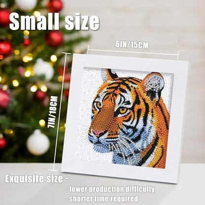 geesfayan Diamond Art Kits for Kids,6 Inch DIY Gem Art Painting with 7 Inch Frame, Complete Starter Kit for Beginners, Creative Arts & Crafts Gift for Girls & Boys (Tiger) - color: Tiger