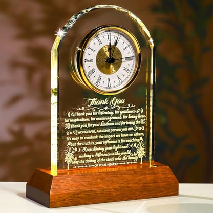 Ornalrist Thank You Gifts for Men Women Crystal Clock Appreciation Keepsake - color: Thank You