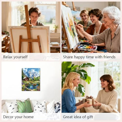 Muzagroo Paint by Numbers Oil Painting Kits for Adults DIY Landscape Oil Painting for Beginners Hand Crafts Kits with Brushes and Acrylic Paints 16x20 inches (Landscape) - color: Landscape