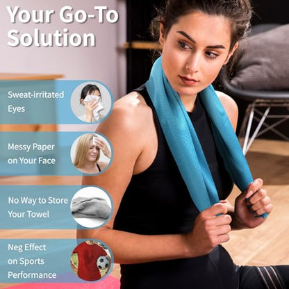 YESLIFE 6-Pack Cooling Towels (40"x 12"), Cooling Neck Wraps, Ice Towel - color: Grey, Pink, Green, Blue, Black, Purple