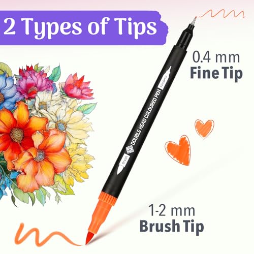 ZENO 72 Dual Tip Markers Set-B with Case – No-Bleed Art Markers for Adults – Fine & Brush Tips - Watercolor Pens for Artists, Journaling, and Creative Projects