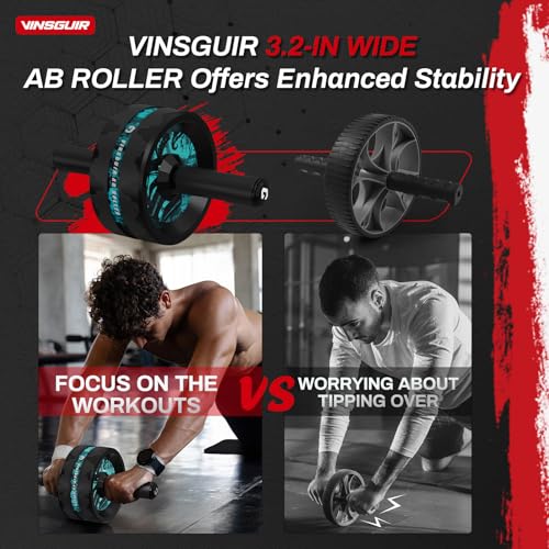VINSGUIR Ab Roller Wheel, Abs & Core Workout Equipment for Home Gym with Knee Pad Accessories, Abdominal Wheel for Full-body Strength Training - color: Lake Blue And Black