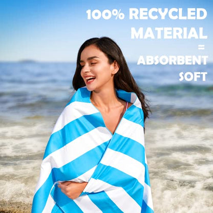 Your Choice Microfiber Beach Towel Sand-Free Quick Dry (67"x35"/60"x30") - color: M-light Blue Stripes, size: Extra Large(67x35")