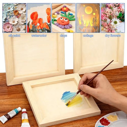FSWCCK 5 Pack 6 x 6 inch Wood Panel Boards, Unfinished Wood Canvas Panels for Crafts, Painting Canvas, DIY Art Projects, Pouring, Arts Use with Oils, Acrylics - size: 6"X 6" 5 Pack