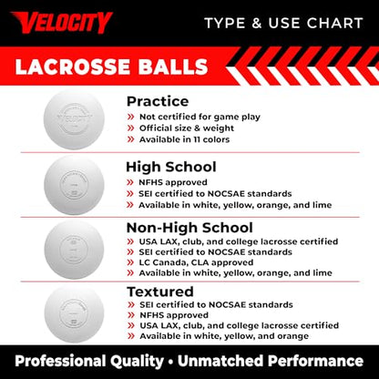 Velocity 라크로스 볼 - 60팩 및 120팩 - 연습용, 공식 NFHS 및 대학 승인 사이즈 - color: 레드, size: 120 Balls, style: 연습용 공
