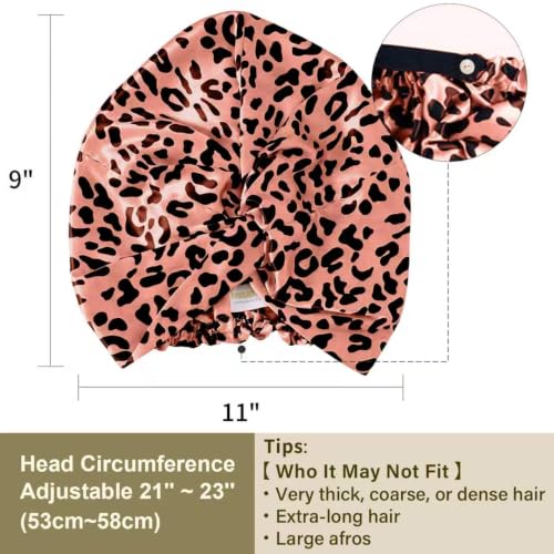 ZIMASILK 22 Momme 100% Pure Silk Bonnet for Sleeping, Leopard Black/Pink - color: Leopard-black/Pink