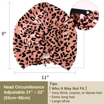 ZIMASILK 22 Momme 100% Pure Silk Bonnet for Sleeping, Leopard Black/Pink - color: Leopard-black/Pink