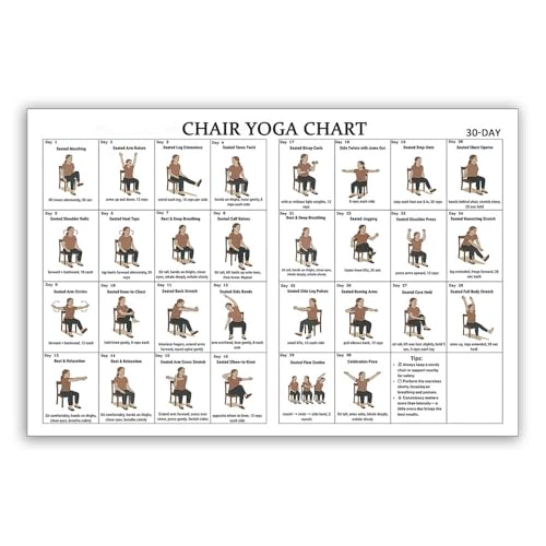 DQYZNYC Chair Yoga Chart Poster Print Seated Exercises for Seniors and Beginners Canvas Wall Art Yoga Room Living Room Bedroom Gym Decor 16x24 Inch Unframed A - color: Unframed-A, size: 24"L x 16"W