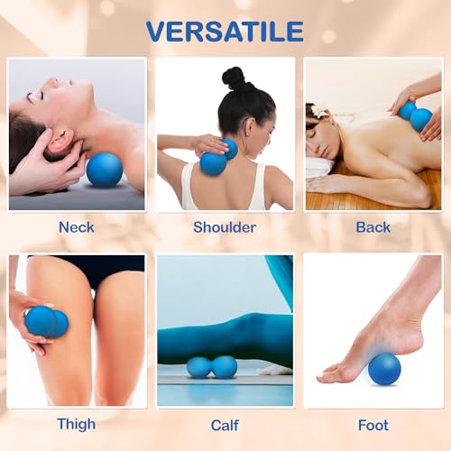 Peanut Massage Ball - Double Lacrosse Massage Ball & Mobility Ball for Physical Therapy - Deep Tissue Massage Tool for Myofascial Release, Muscle Relaxer, Acupoint Massage - color: Blue Peanut Ball