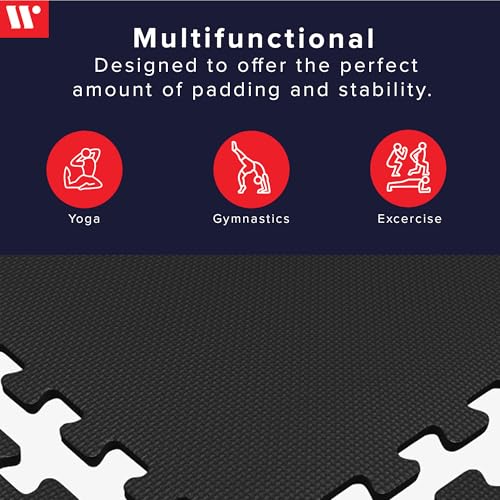 We Sell Mats 3/8" Thick Multipurpose EVA Foam Exercise Floor Mat, Interlocking Tiles, Anti-Fatigue for Home or Gym - color: Black, style: 100 Square Feet (25 Tiles)