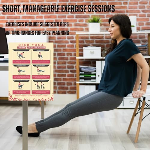 Desk Yoga 7-Day Seated Stretching Routine – Chair Yoga Workout Charts, Office Exercise Program for Neck, Shoulders & Back, Daily Mobility & Stretch Guide for Home or Work