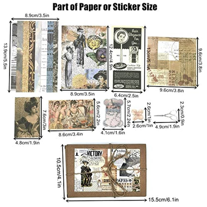 Esweny 200 Pieces Vintage Ephemera Scrapbooking Supplies Pack for Decoupage, Collage Craft, Notebooks, Album, Planners, Paper Scrapbook Stickers Kit (Retro) - style: Retro