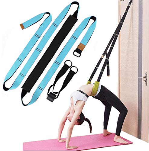Yoga Fitness Stretching Strap, Door Flexibility Stretching Strap, Improve Leg Waist Back Flexibility Back Bend Assist Trainer, for Rehab Pilates Ballet Dance Cheerleading Splits Gymnastics - color: blue