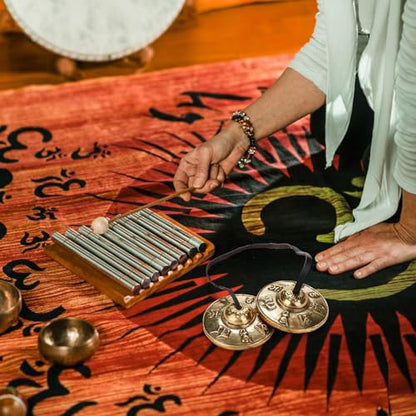 Foraineam Tingsha Cymbals Meditation Chime Bells, 2.5 Inch Brass Tibetan Tingsha Bells Relaxation Musical Instruments for Mindfulness, Chakra Healing, Stress Relief, Sound Awakening, Yoga Meditation