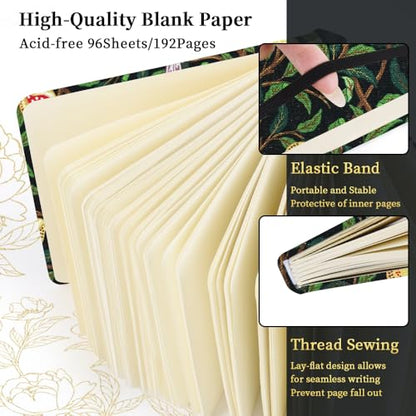4.8x4.8 Pocket Sketch Book,Hardcover Art Sketchbook for Drawing Journal | Cloth Cover,80gsm Blank Paper,96Sheets,Lay-Flat,Portable Travel Creation Paint Diary Memo Planner,Dry MediaPomegranate Bird - color: Cloth Cover-Pomegranate Bird