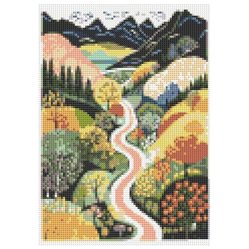 DOTSOPS Landscape Diamond Art Painting Kits Round Full Drill 11.8 x 15.7 in | DIY Paint by Diamonds for Adults,Beginner Craft Home Wall Decoration Gift - color: Mountain b