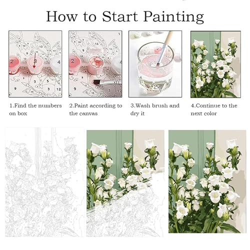 ZRIZQ Flowers Paint by Numbers Kit for Adults Beginner,Lily,16x20 | Full set with wooden brushes,rolled canvas,rich paints.Calming activity.Beginner friendly.Just open and paint. - color: 16"X20"Rolled Canvas(Frameless)-Flowers 11