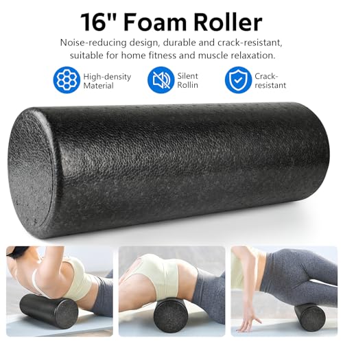 7 in1 Foam Roller Set for Deep Tissue Muscle Massager - Back Roller - color: Black