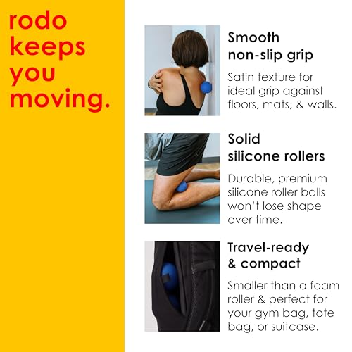 Rodo 2-in-1 Firm Peanut & Lacrosse Ball Roller | Deep Tissue Massage Tool for Fascia, Plantar Fasciitis, Hips & Back | Mobility & Recovery Roller | Compact, Travel-Friendly, Pilates & Therapy Ready - color: Blue
