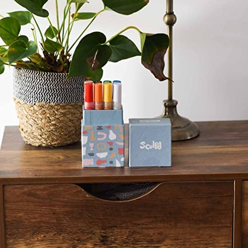 Sculpd Pottery Paint Pens, Favourites, 8 Vibrant Colors, Fine Tip Set | Premium fine-tip paint pens for pottery, wood, cardboard, paper, glass and other surfaces - for arts & crafts - color: Acrylic