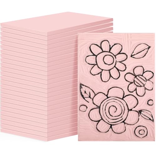 Motipuns 20 Pcs 8"x6" Pale Pink Rubber Stamp Carving Blocks for Craft Project Easy to Cut Lino Block Linoleum Blocks for Printmaking Soft Rubber Brick for DIY Printing Stamp Making Kit