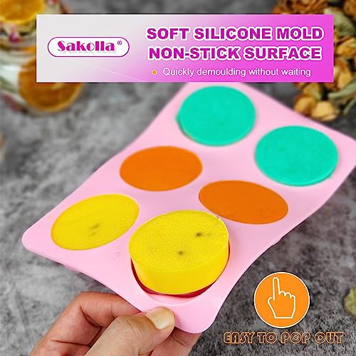 Sakolla 2 Pack Silicone Soap Molds, 6 Cavity Round Honeybee Silicone Molds for Homemade Soaps, Lotion Bar, Jello, Bath Bomb, Beeswax, Resin, Chocolate and Dessert (Pink) - color: Round Bee/Pink