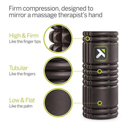TriggerPoint Grid Original Foam Roller Black 13" + MB1 Massage Ball for Healthy Body Muscle Massage