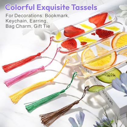 Bookmarks Resin Silicone Molds Kit with 2 Stickers, 20 Pcs Bookmark Tassels | Set of 3 Epoxy Resin Bookmark Molds Casting Molds for DIY book mark Craft Making