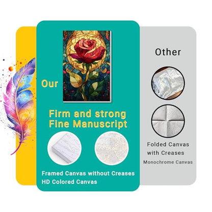 4 Pack Framed Paint by Numbers Kit for Adults Beginner Canvas Painting by Numbers for Adults Cactus Plants Easy Adult Paint by Number Kits with Frame Rose Flowers Watercolor Painting by Number 8x12 In - color: YFa0508