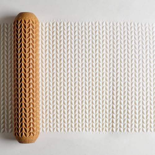 MKM Pottery Tools Wood Big Hand Rollers for Clay (BHR-171 Knit Stitch) - color: BHR-171 Knit Stitch
