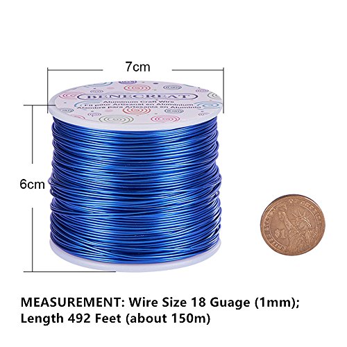 BENECREAT 18 Gauge Jewelry Craft Aluminum Wire 492 Feet Bendable Metal Sculpting Wire for Craft Floral Model Skeleton Making (Blue, 1mm) - color: Blue, size: 18 Gauge
