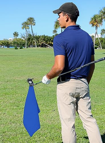 Magnetic Golf Towels for Golf Bags with Clip & Ultra Strong Magnet - Waffle Weave Microfiber Towel for Secure Hold on Bags & Carts - Ideal Club Cleaner & Accessories - Bright Blue - color: Bright Blue