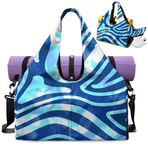 Blue Wave Gym Bag for Women Hygienic Yoga Bags Sports Duffle Bags with Shoe Compartmentr, Double Zipper Sports Bag for Fitness School Exercises - color: Blue Wave