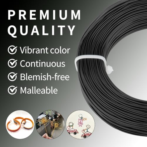 18 Gauge Aluminum Craft Wire, 164FT 1mm Bendable Metal Wire for Jewelry Making, Wreath Making, Beading(Black) - color: Black