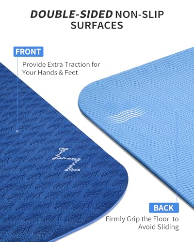 CAMBIVO 72''x48'' Large Yoga Mat, Extra Thick TPE Workout Mat - color: BLUE, size: 8mm