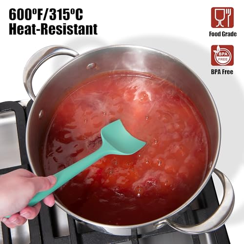 Doosu 600°F Heat Resistant Silicone Spatula Scrapers (Set of 3, Aqua Sky) | Food Grade Kitchen Rubber Baking Cooking Tool Nonstick Utensil Set for Mixing, Scraping, Folding, Stirring, Serving - color: Aqua Sky, size: Set of 3
