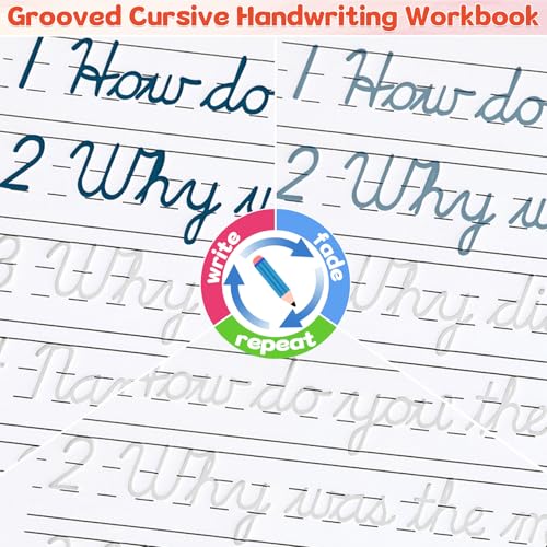 chiazllta Grooved Cursive Handwriting Workbook with Disappearing Ink Pens Magic Reusable Grooved Cursive Writing Practice for Beginners Kids Kickoff Workbook Homeschooling Supplies (Jokes & Riddles) - style: Jokes & Riddles