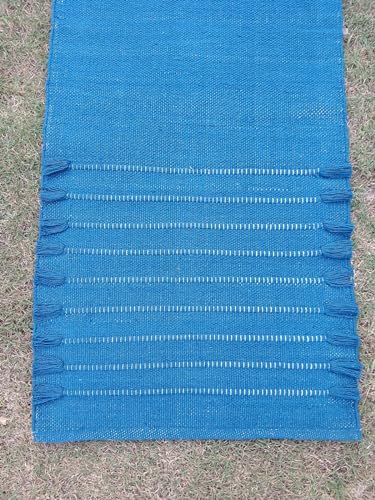 Jaipur art & Rugs Organic Cotton Yoga Mat - Eco-Friendly Hand-Woven Rug - Non Slip & Thick (24”x72”x5mm) for Everyday Fitness at Home - Comfortable Extra-Long - color: Blue 2