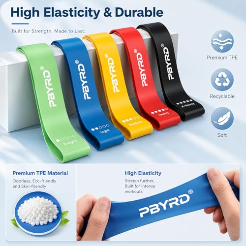PBYRD Resistance Bands for Working Out, 5-Pack Exercise Bands for Strength Training