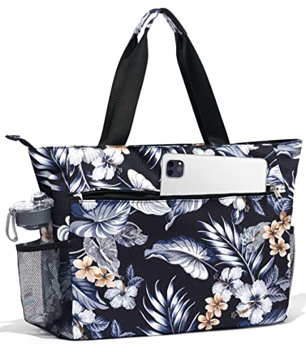 Heathyoga Multi-Functional Yoga Mat Carrier Gym Tote Bag - Large Mat Pocket, Women's Workout Bag - color: Zipper-Flowers