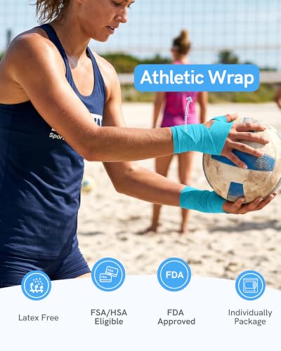 FriCARE Self Adhesive Bandage Wrap, Medical Tape in First Aid Kit, Vibrant | Elastic Cohesive Bandages for Sports/Vet/Wrist Ankle Wounds, 2 Inches X 5 Yards, Latex-free 6 Rolls - color: 6 Vibrant Color