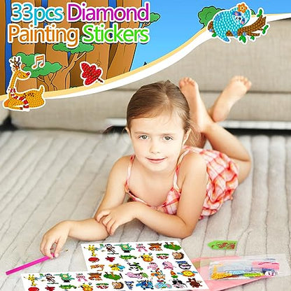 Labeol Diamond Art Kits for Kids Boys and Girls Ages 6-8-10-12 Easy to DIY Creative Diamond Art Sticker Craft by Numbers Kits for Kids and Adult Beginners (Cute Animals) - style: Cute animals