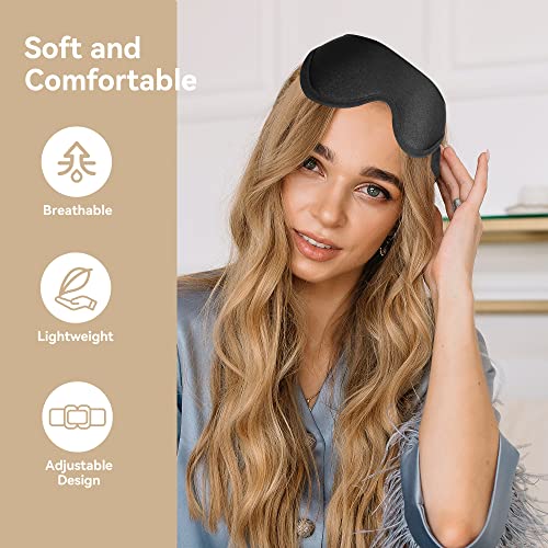Sleep Mask for Lash Extensions, 3D Memory Foam | Zero Eye Pressure, 99% Blackout, Adjustable Strap, Breathable Fabric, Travel, Yoga, Nap, Lightweight, Soft Comfort - color: Black
